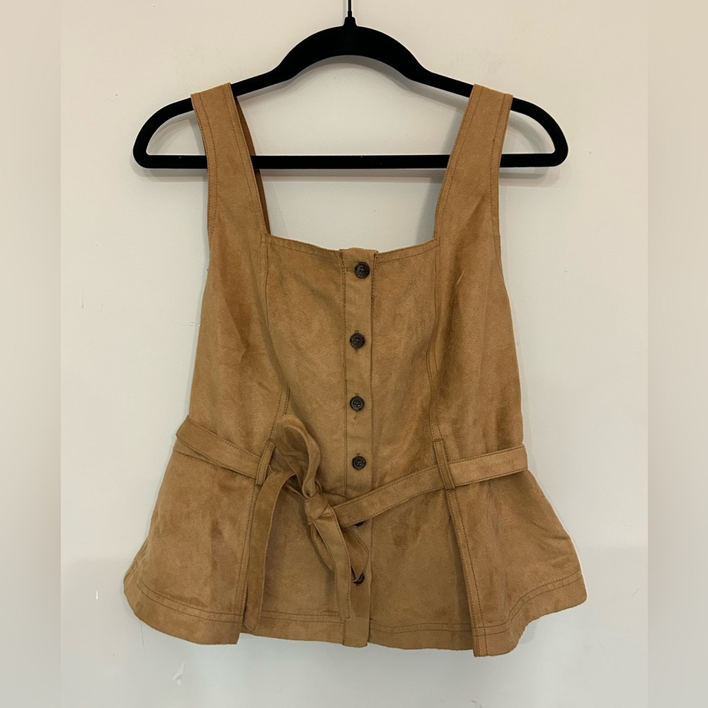 NWT Banana Republic Faux Leather Top Size Petite 2